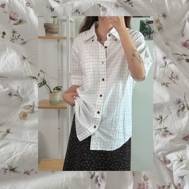 brown check shirt