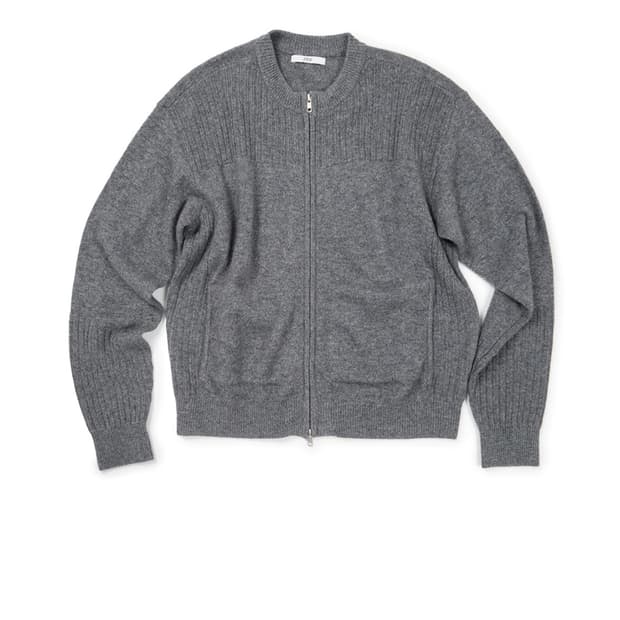 ETCE SMOCKING WOOL KNIT ZIP UP 