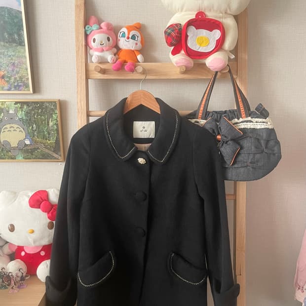 모리걸 빈티지 블랙 카라 코트 🖤🤍