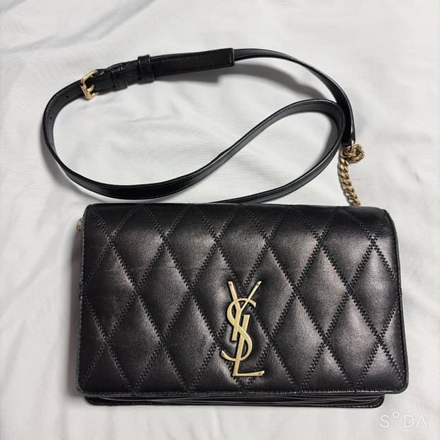 생로랑 블랙 퀼팅 체인 크로스백