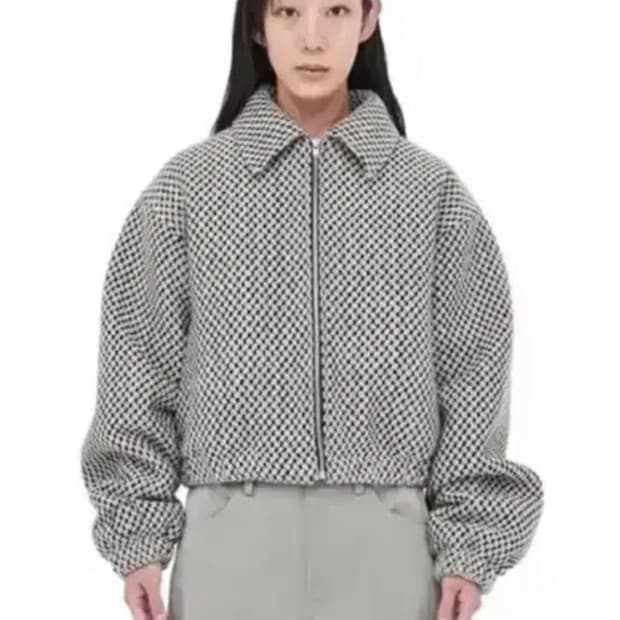 마뗑킴 트위드 점퍼 아이보리