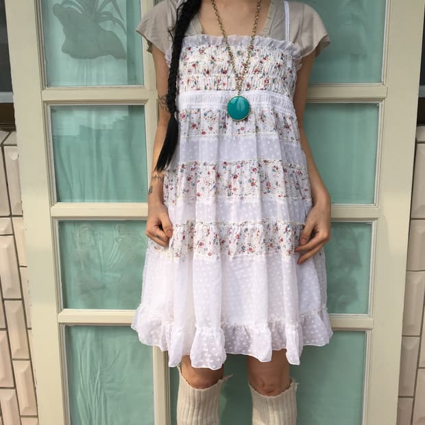 Dot flower pattern patch work sleeveless