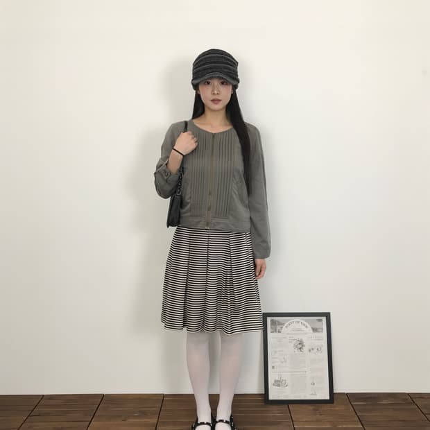 Jpn Pintuck Pleated Zip Up Blouse Jacket