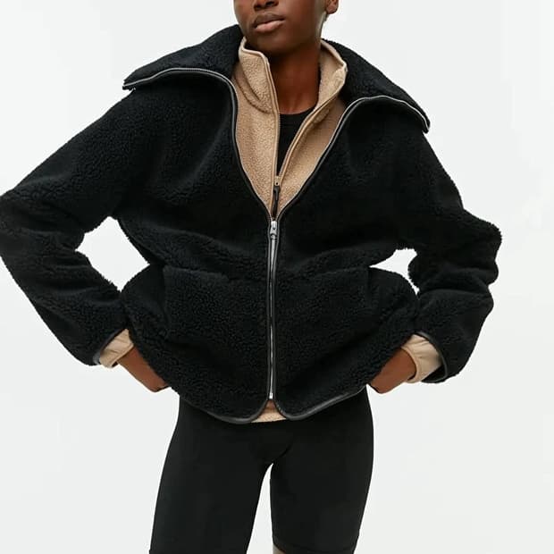 아르켓 레더 트리밍 테디 퍼 자켓