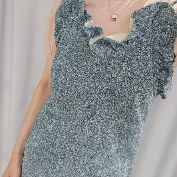 [세트] 일본빈티지 프릴 뷔스티에 원피스 + 크롭 반팔 (여리핏)