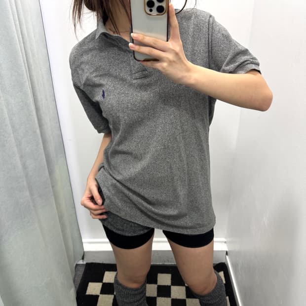 폴로 차콜 커스텀핏 반팔 pk 티셔츠