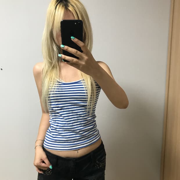 vtg blue striped sleeves 
