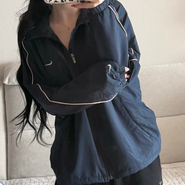 나이키 일본 네이비 핑크 바람막이