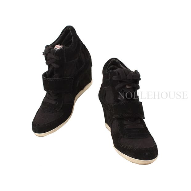 아쉬 블랙 스웨이드 하이탑 웨지 스니커즈 35