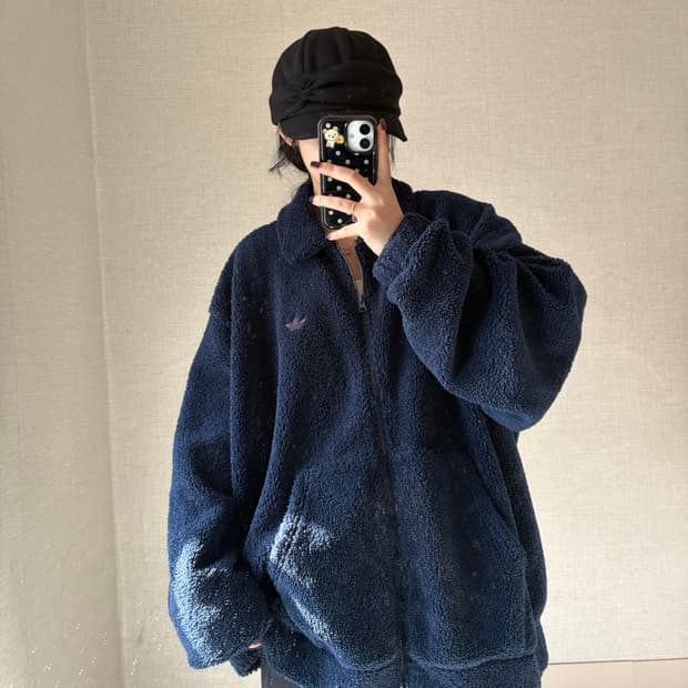 아디다스 네이비 오버핏 빅파이어버드 후리스