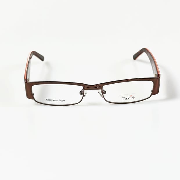 90s TOKIO 브라운 메탈 투브릿지 슬림 스퀘어 빈티지 안경