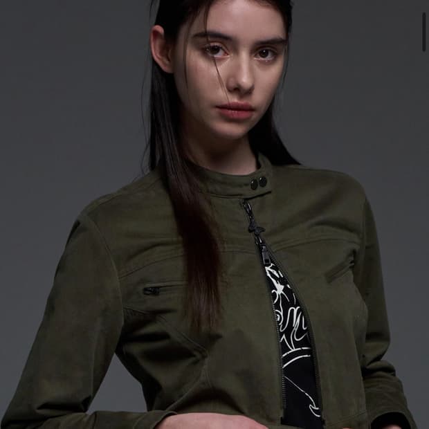 팬시클럽 바이커 크롭 자켓