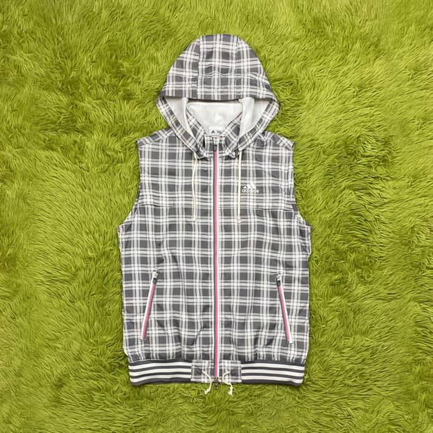 아디다스 체크 패턴 윈드 브레이커 베스트