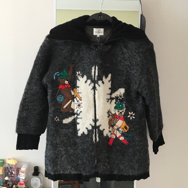 Vintage Ski Bear Nordic Knit Zip-Up