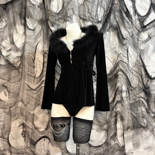 Gothic Velvet Fur Cardigan