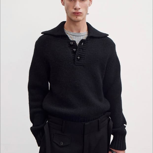 렉토 빈티지 버튼 업 니트 스웨터