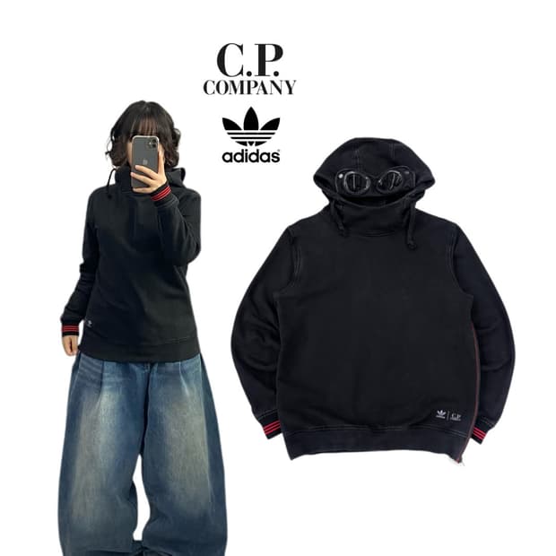 CP컴퍼니 X 아디다스 고글 후드티 블랙