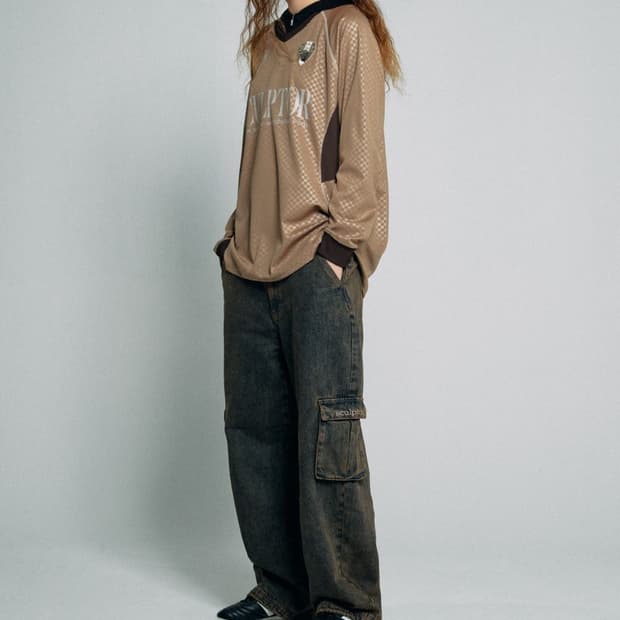 스컬프터 카고 조거팬츠 워시드 데님 S (브라운-인디고)