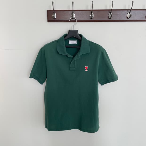 아미 공용M 스몰 로고 그린 피케 PK 반팔 티셔츠