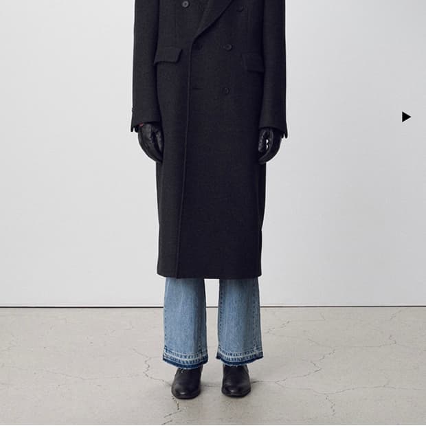 토니웩 헤링본 더블 브레스티드 코트 다크그레이 s