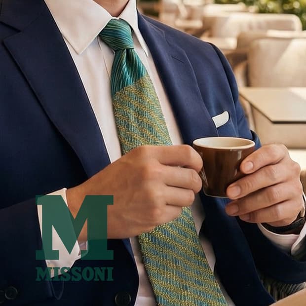 미쏘니 실크 골드 자카드 패턴 넥타이 9.4cm A+등급 K1723
