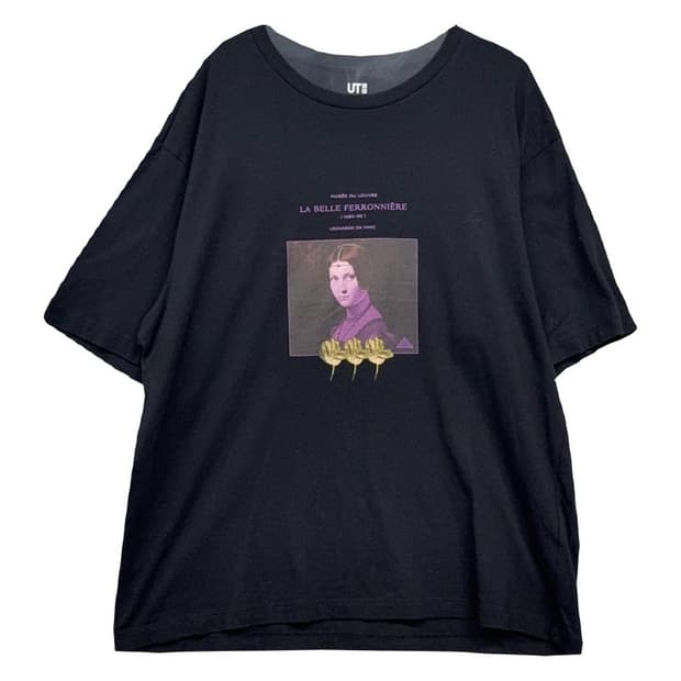 유니클로 빈티지 프린팅 네이비 반팔티 3XL