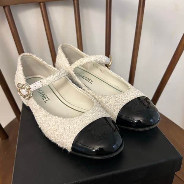 샤넬 메리제인 트위드 슈즈