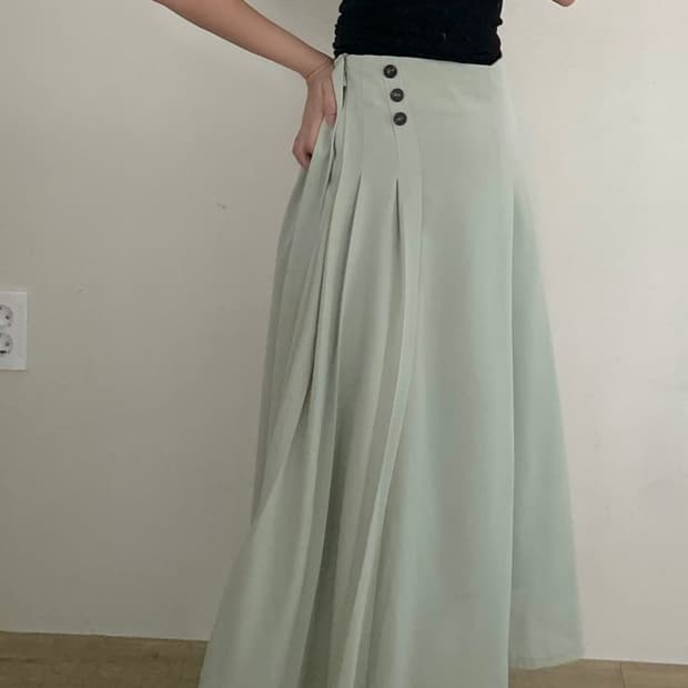 모리걸 히메카지 민트우유 플리츠 롱스커트 
