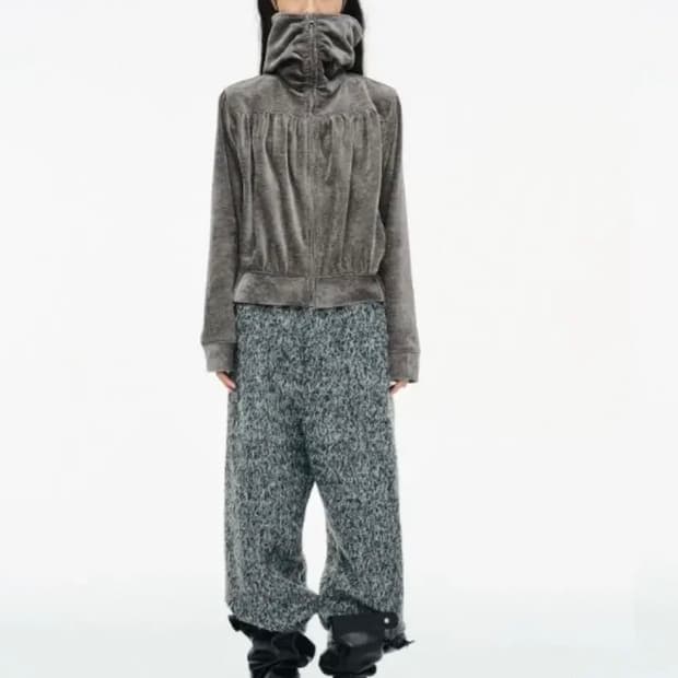 세릭 헤어리 와이드 팬츠 챠콜