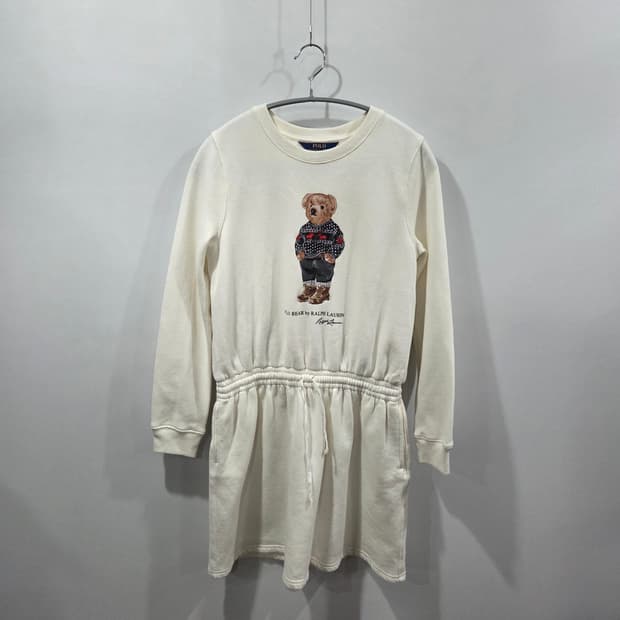 폴로랄프로렌 걸즈 폴로베어 맨투맨 원피스 L/12/14