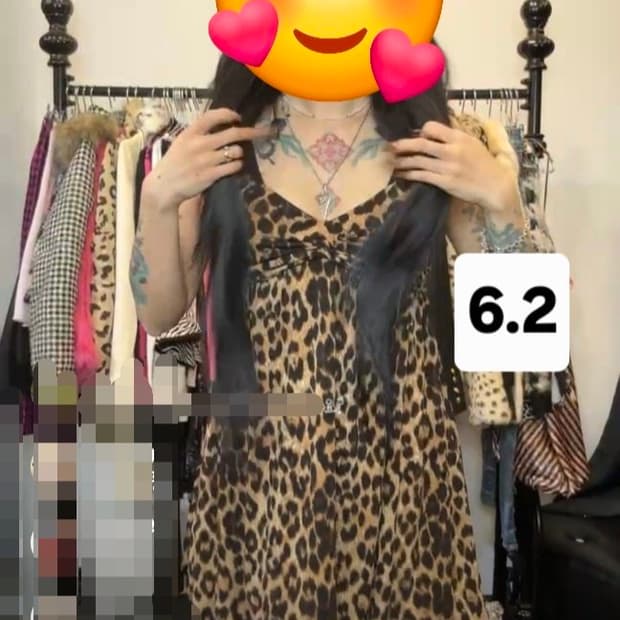 갸루 호피 벌룬 나시원피스