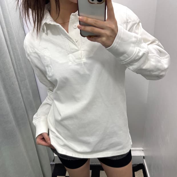 폴로 화이트 커스텀핏 럭비 티셔츠 