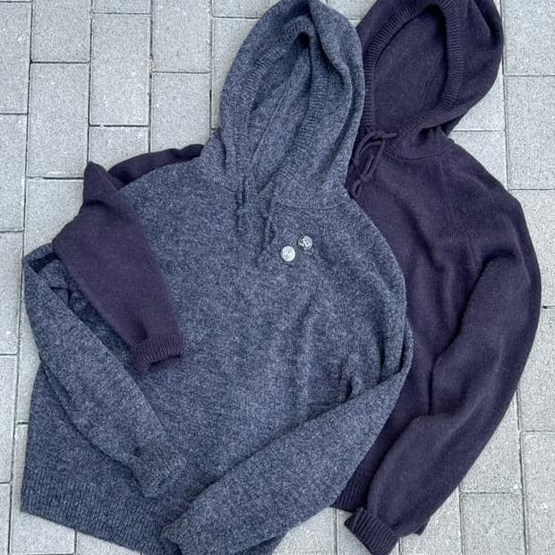 해칭룸 Base Hoodie Knit Blue M. Grey