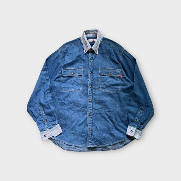 Japanese Vintage .  체크 레이어드 투포켓 셔츠