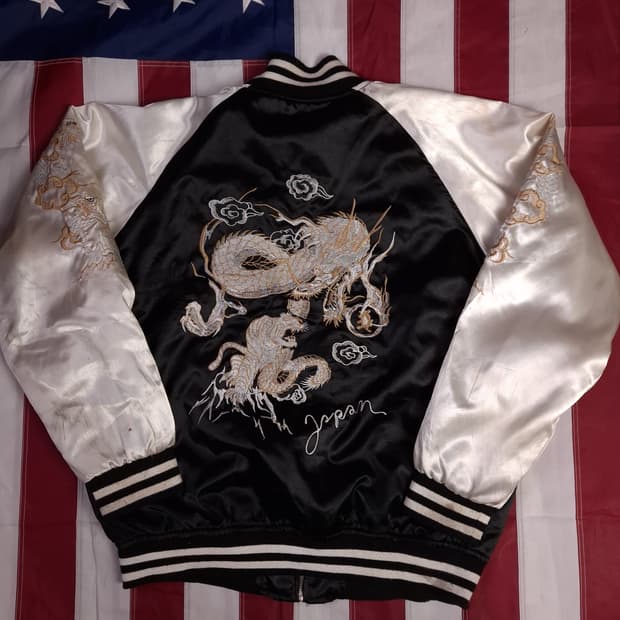 오리지날 일심여경 백호 드래곤 자수 스카잔