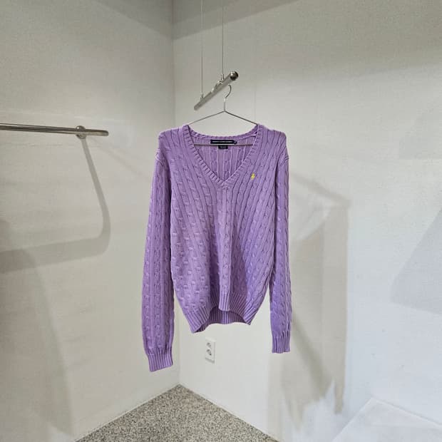 폴로랄프로렌 브이넥 케이블 니트