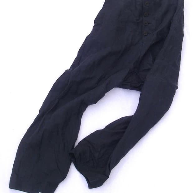Natural-dyed Drop-crotch Trousers Indigo