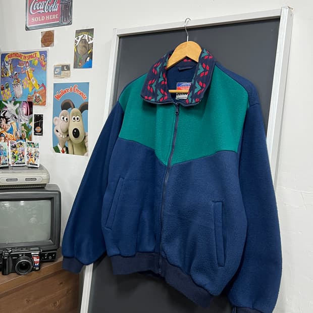 Amway 아즈텍 패턴 빈티지 플리스 집업 