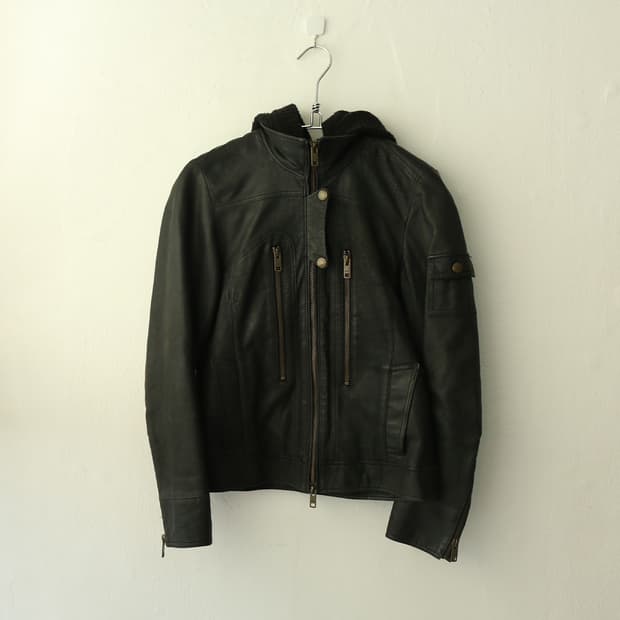 아비렉스 후드 레더 자켓 