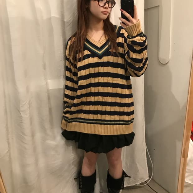 Bean Pole 빈폴 모리걸 스쿨룩 빅사이즈 꽈배기 니트