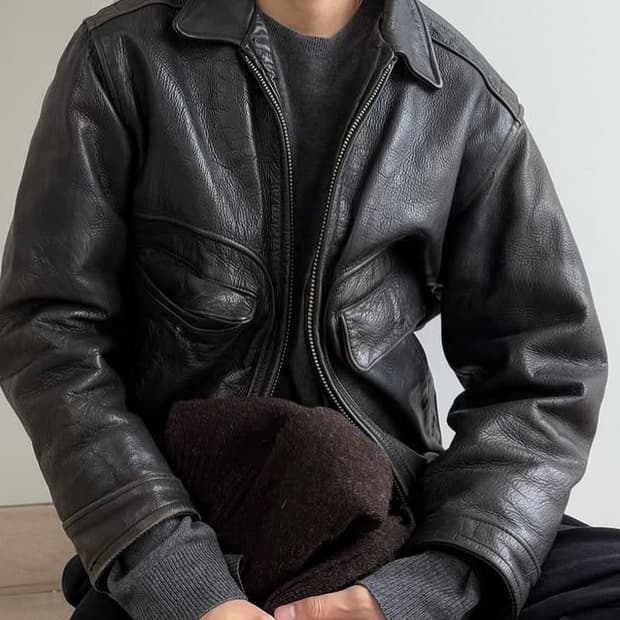 오리지널 군납용 빈티지 아비렉스 G-1 빈티지 레더 자켓 XL