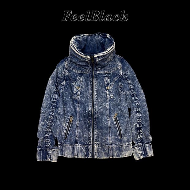 H.C.M.II High-Neck Washed Biker Jacket