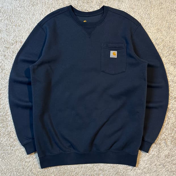 칼하트 CARHARTT 오리지널핏 포켓 기모 맨투맨 네이비