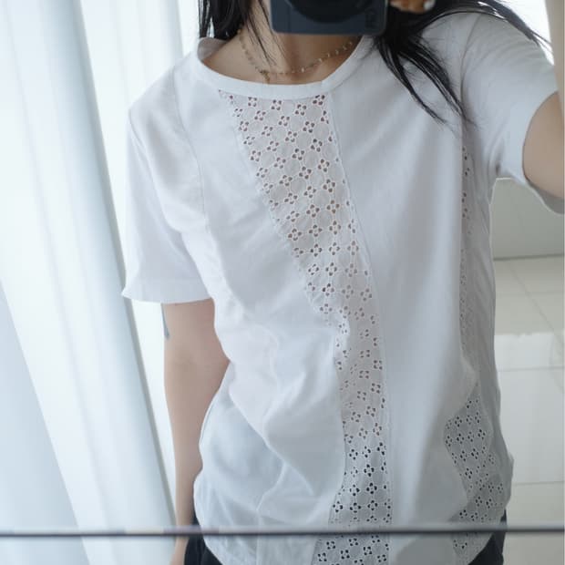 Eyelet cut sew top