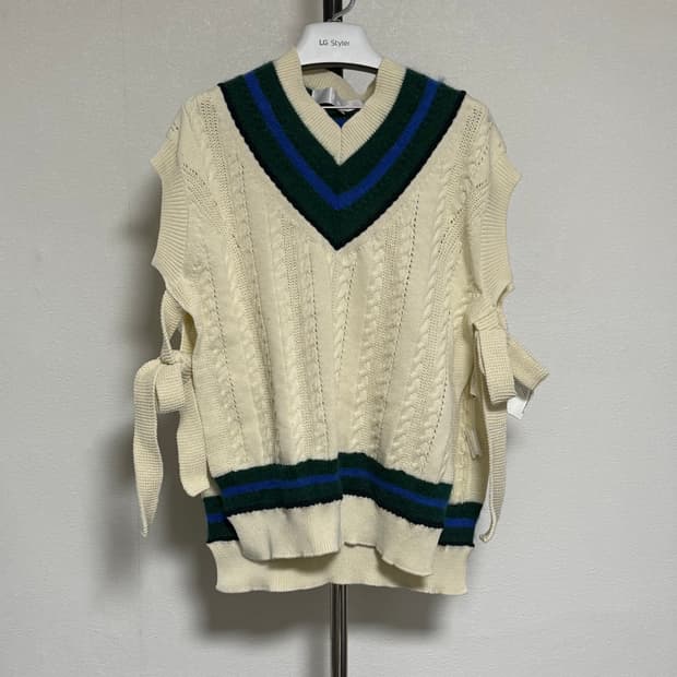 22aw 타오 꼼데가르송 브이넥 리본베스트 s