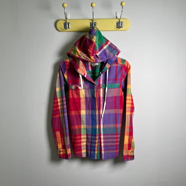 stussy 스투시 멀티 체크 후드 셔츠 자켓