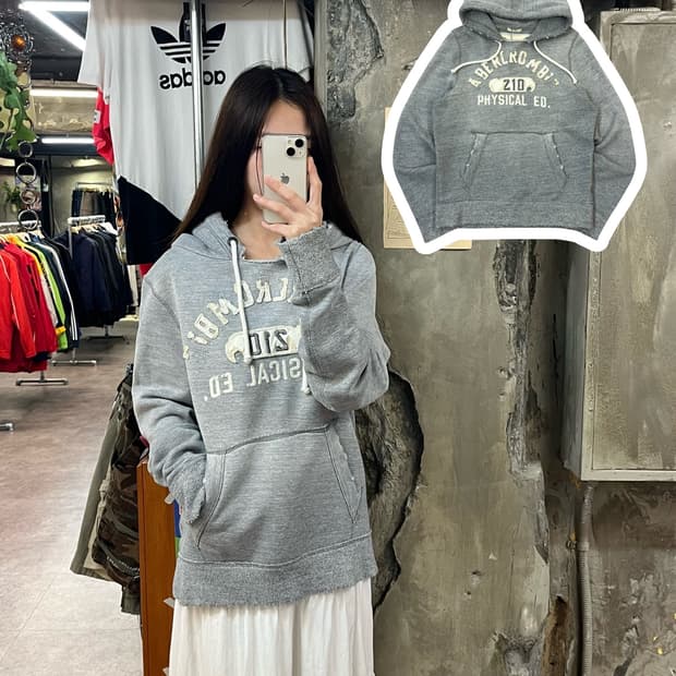 아베크롬비 후드티 그레이 M #csz1539