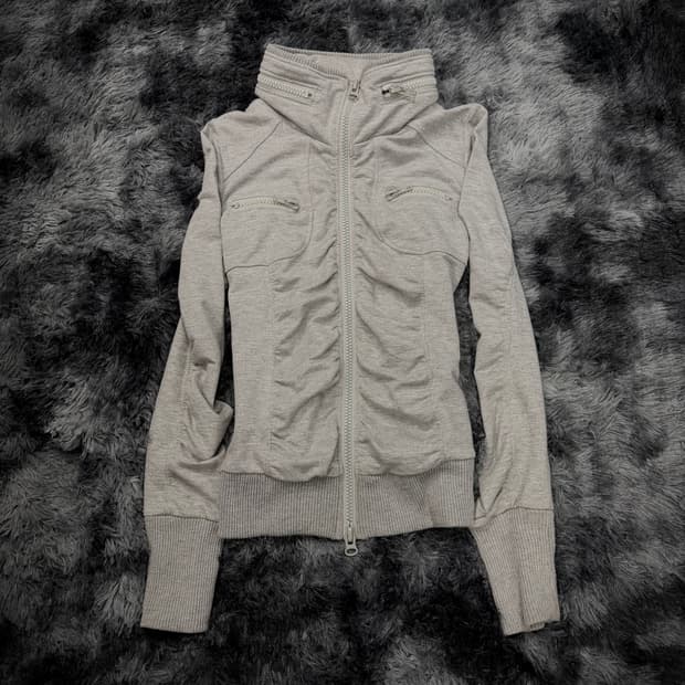 H.C.M II 셔링 히든후디 그레이 집업