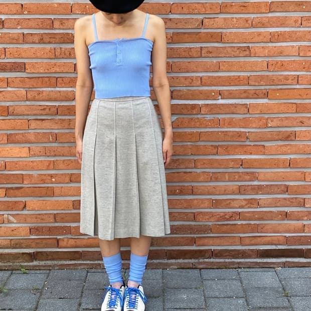 Courreges 울 플리츠 스커트