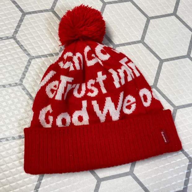 (os) 슈프림 07AW in god we Trust 비니 레드